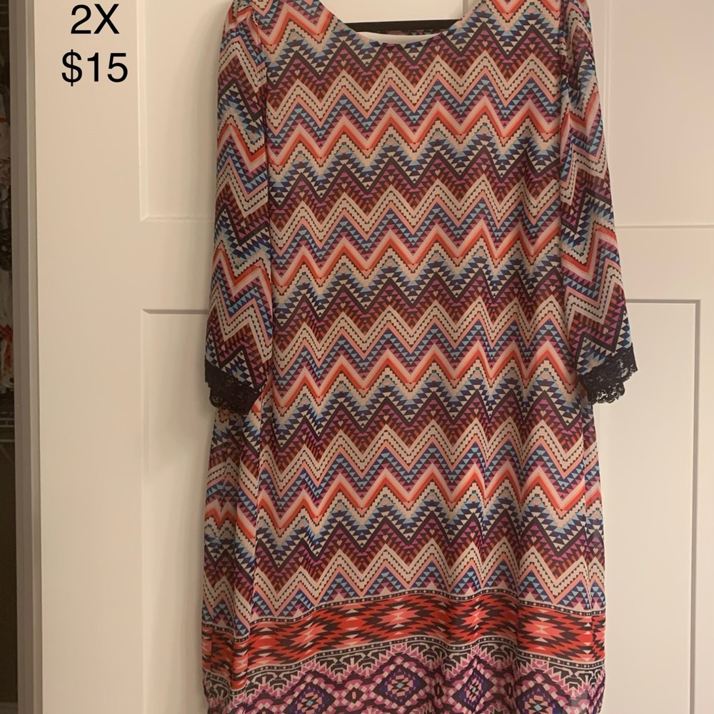 Multicolored chevron print dress
